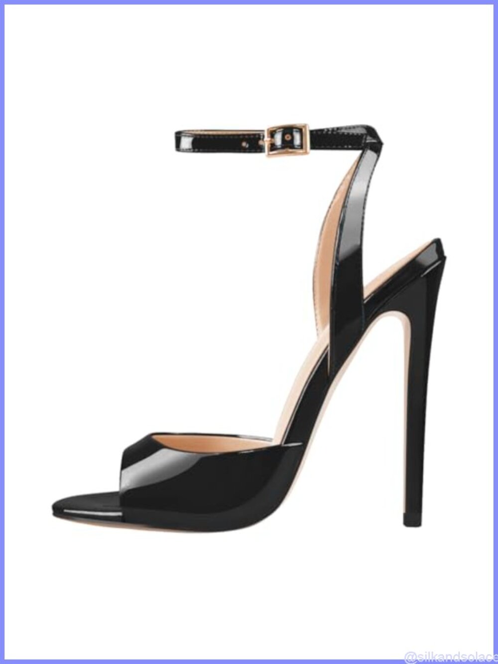 Patent Leather Peep Toe Stiletto Heel Ankle Strap Sandals